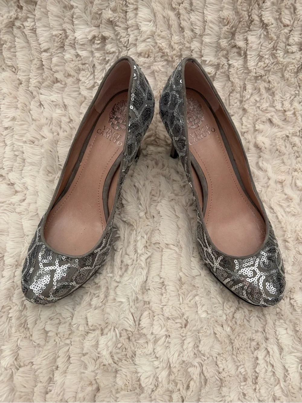 Vince Camuto Silver Sequin Heels